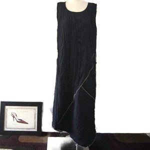 Tara Vao Women’s Black Crinkle Maxi Dress Lagenlook Artsy Drawstrings